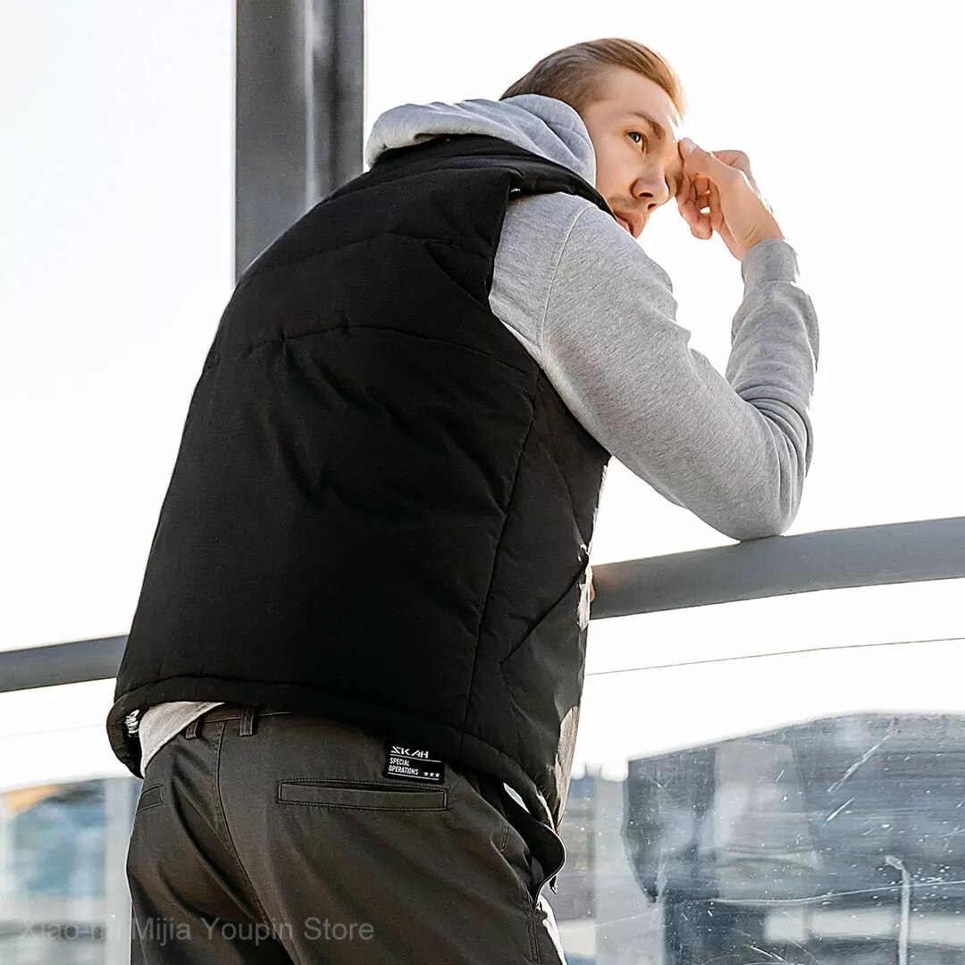 Xiaomi-Chaleco eléctrico de grafeno para hombre, chaqueta térmica inteligente con USB, 4 áreas de calefacción, para exterior e Invierno