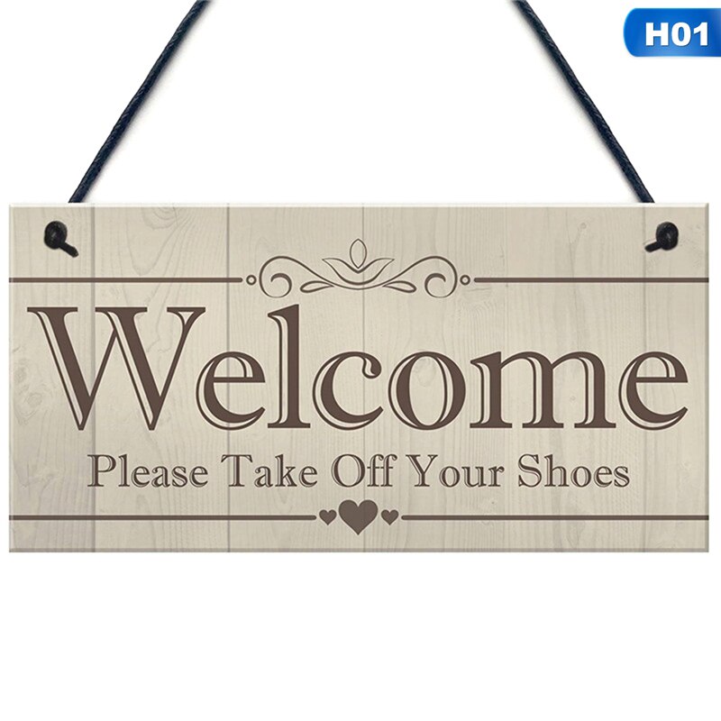 Velkommen tag dine sko af hængende plak skilt hus veranda indretning træ hængende bord: Default Title
