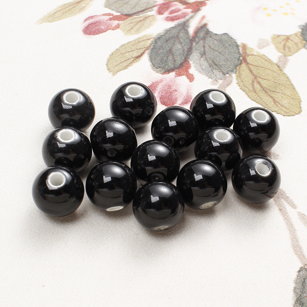 6/8/10/14mm Round Ceramic Beads 20-100Pcs Red Black Ceramic Loose Spacer Beads For DIY Necklace Bracelet Earrings Jewelry Making: WHITE / 5mm