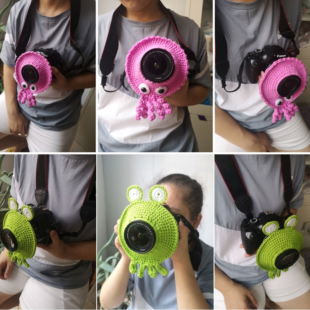 Dyr kameraer kameratilbehør til barn / barn / kæledyr fotografering strikket løve blæksprutte teaser legetøj linse udgør foto rekvisitter