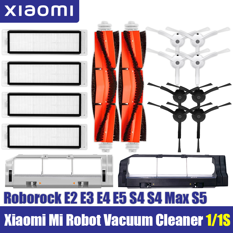 For Xiaomi Mi Robot 1/ 1S SDJQR01RR SDJQR02RR SDJQR03RR E3, S4, S4 Max, S5 Vacuum Cleaner Main Side Brush Filters Mop Parts