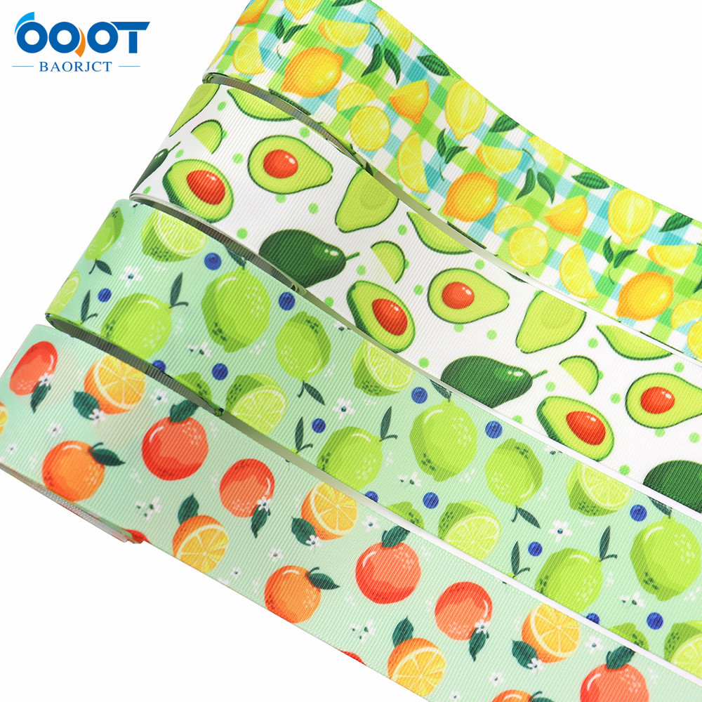 38Mm 10Yards M-21610-789 Fruit Serie Thermische Overdracht Gedrukt Grosgrain Linten, Boog Cap Diy Party Verpakking Materialen