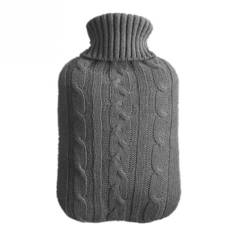 Husholdnings vinter god fuld størrelse vandflaske 2l- med blødt strikket betræk-grå aftagelig vaskbar holde varmen og eksplosionssikker: Grå