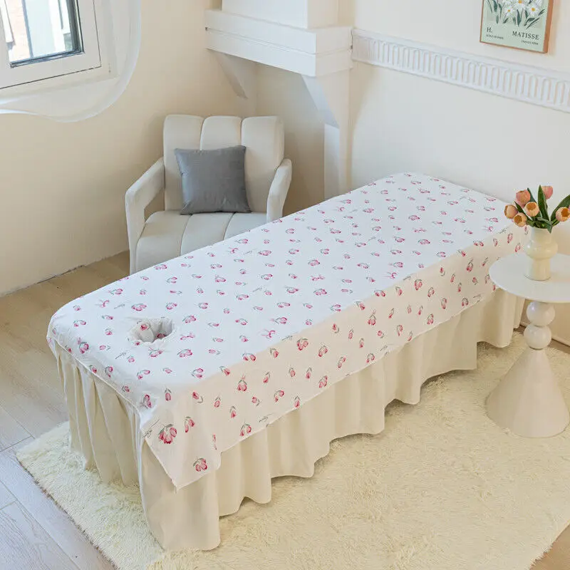 Sábanas de salón de belleza estampadas a la , cubierta de cama de masaje para Spa, ropa de cama con agujeros, cubierta de terapia de SPA de masaje Universal