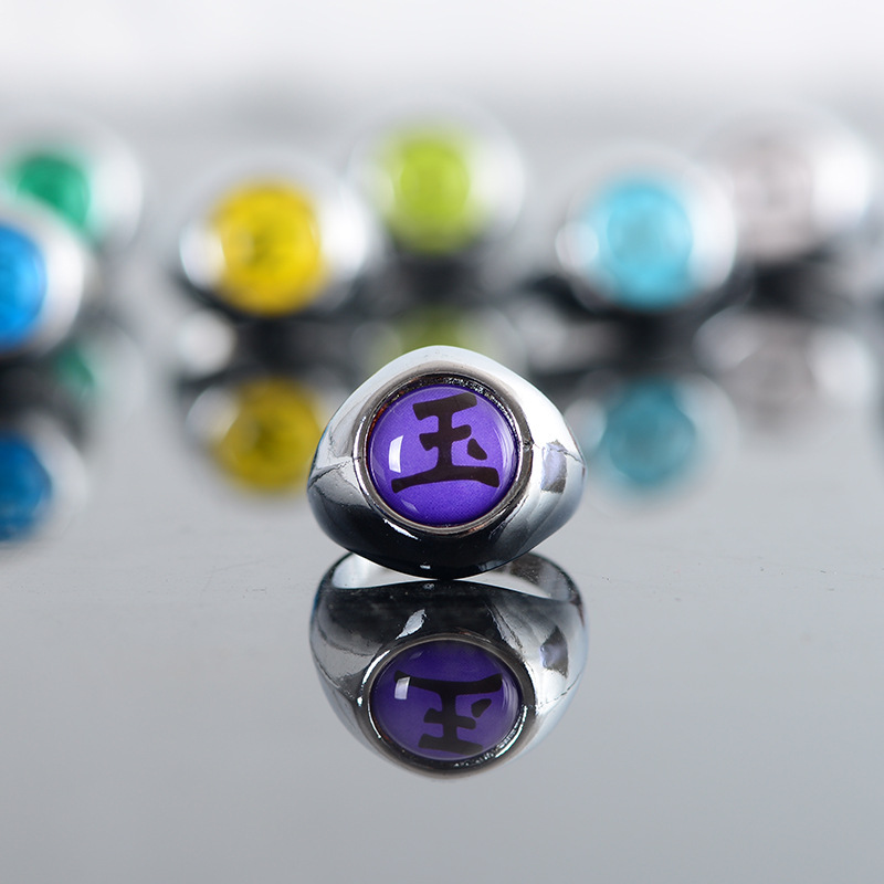 Anime Akatsuki Ring COS Uchiha Itach Pain Zetsu Konan Kakuzu Sasori Deidara Orochimaru Hidan Metal Rings Figure: Blue