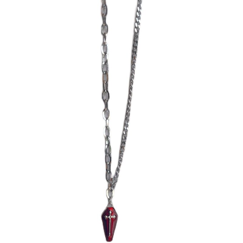 Ins Dark Gothic Cross Coffin Ketting Niche Splicing Ketting Sleutelbeen Keten Y2K Tij