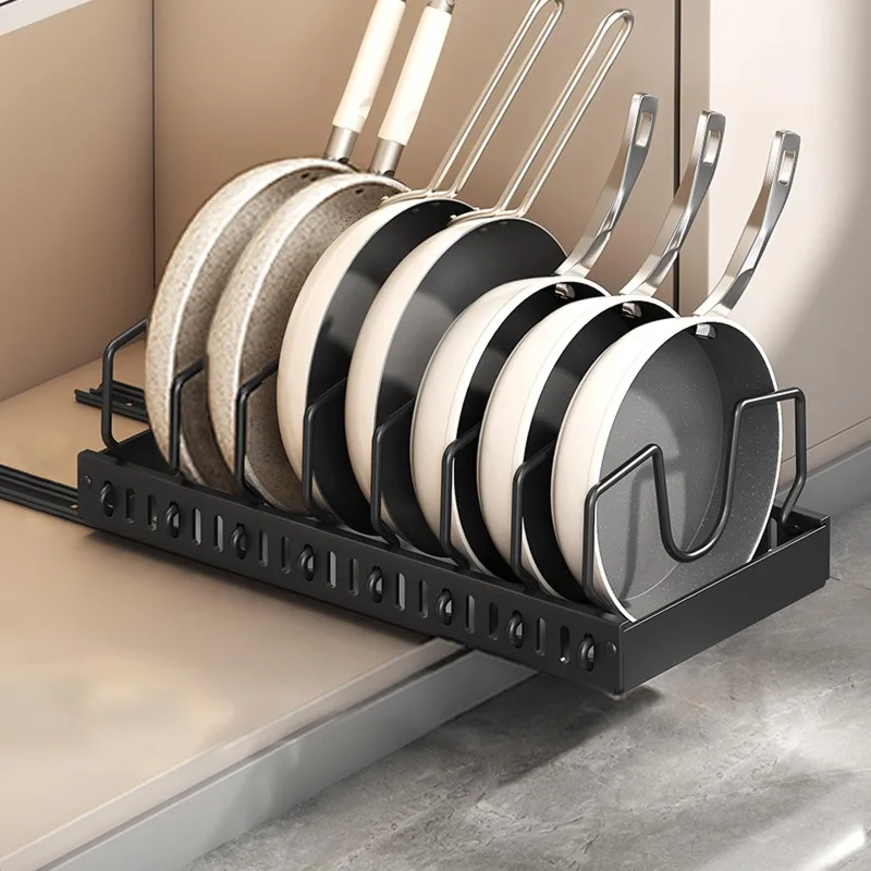 Frying Pan Storage Cabinet, Pull-out Partition Cabinet, Sliding Drawer, Pot Lid Pull-out Storage