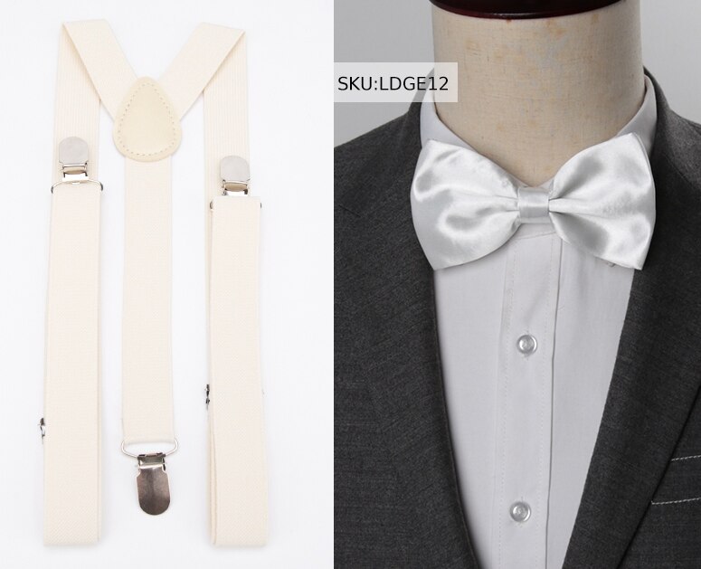 Hosenträger Fliege Set Männer Suspensorio für Mann Junge Frauen Bowtie Hosenträger Hosen Tirantes Hochzeit Freizeit Hemd Bleibt: LDGE12