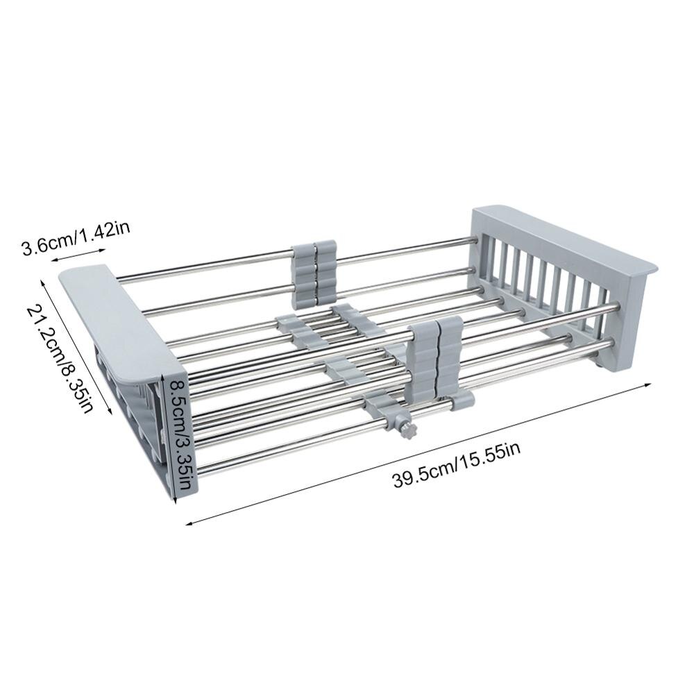 Adjustable Dish Drainer Stainless Steel Telescopic Kitchen Sink Dish Insert Kitchen Storage Organizer Fruit Drying Dish Rack