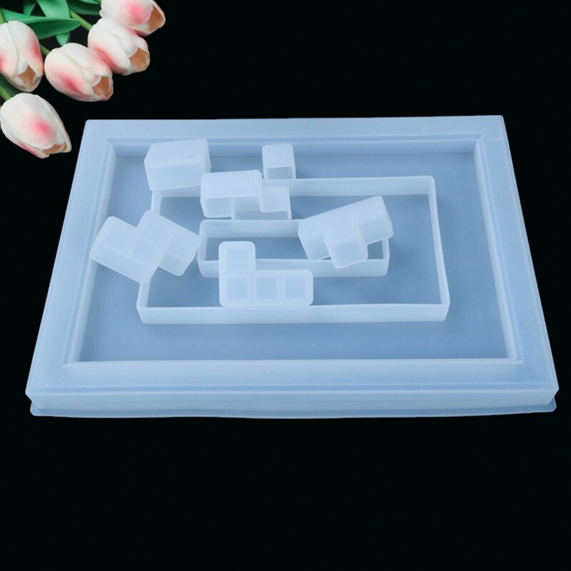 DIY Tetris epoxi Cristal de Molde de resina espejo hecho a mano molde de silicona para la decoración de la Mesa de resina molde
