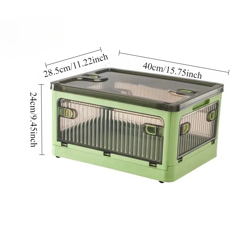 Storage Box Foldable Transparent High-capacity Wheels Stackable Home Sundries Storage Organizer Closet Trunk Toys Sundries Box