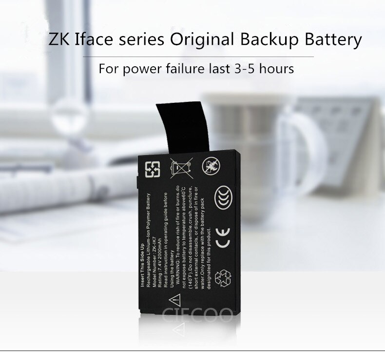 ZK Iface series Battery 2000mAH backup battery Suitable for iface302 iface 702 iface303 iface800 iface402 iface202