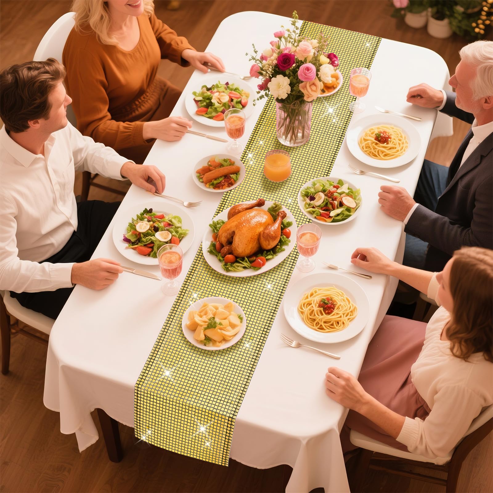 Glitter disco party bordlöpare spegellöpare retro tema discokula borddekoration födelsedag möhippa dans festtillbehör