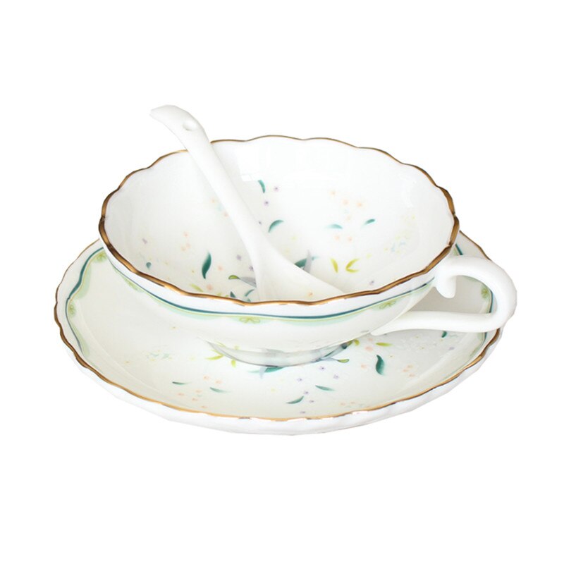 Juego de taza y platillo de café de cerámica, cuchara y platillo, té de la tarde, vajilla de porcelana china, tazas y platillos de té negro, decoración de cocina