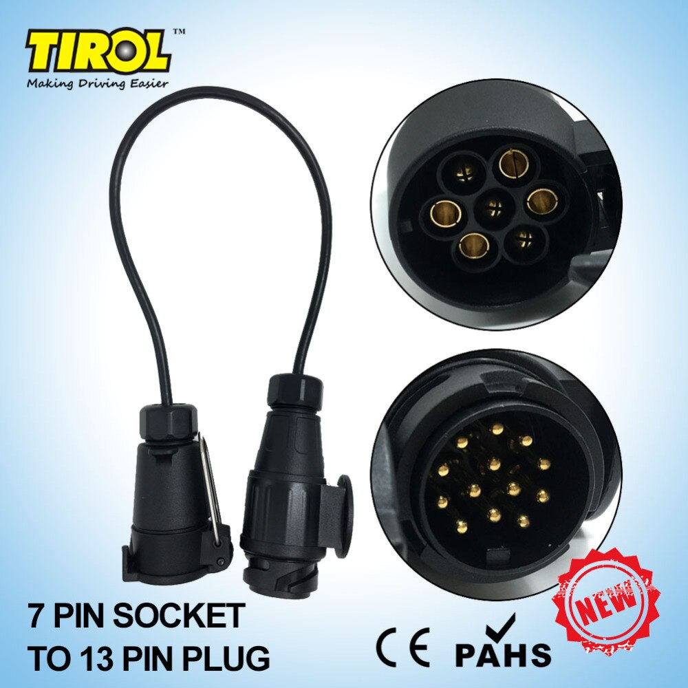 TIROL 7 To13 Pin Trailer met Kabel Adapter Bedrading Connector 12 v Trekhaak Plug & socket T22468a