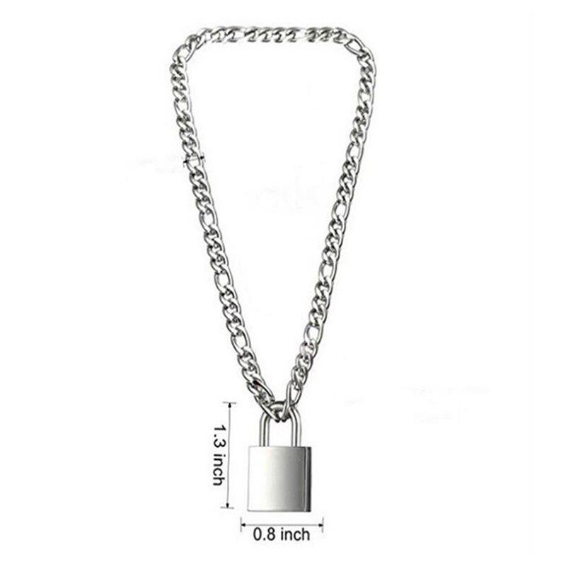 1pc punk schakelketting met hangslot en openklapbare hanger, trendy sieraden voor dames