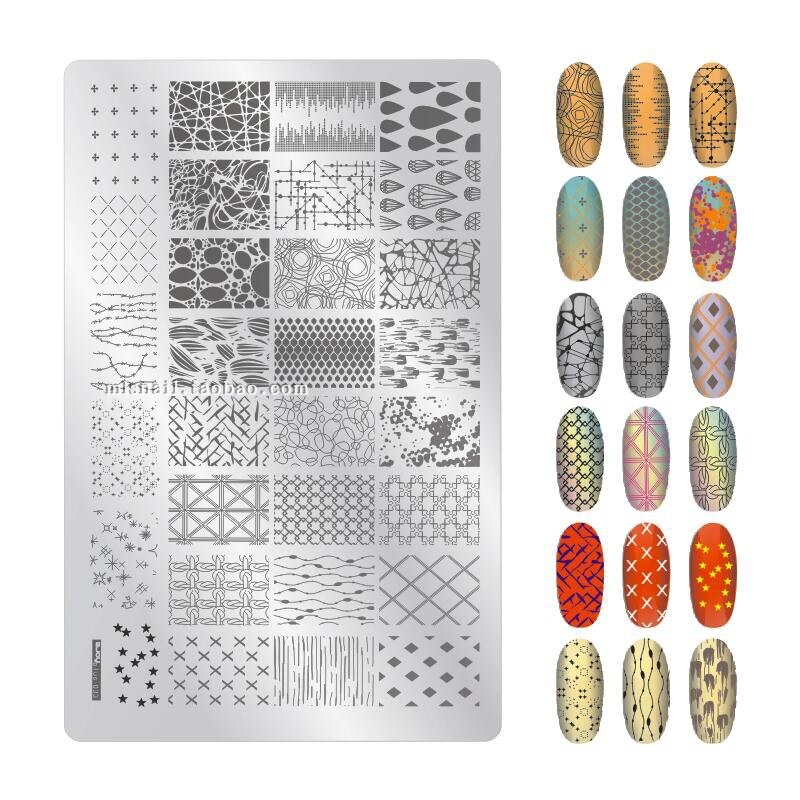 XXL 15cm Rectangle Nail Stamping Plates Stainless Steel Autumn Overprint Stamp Stencils Big Rectangle Nail Stamping Plates: 33