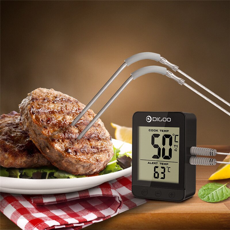 Digoo dg  ft2203 smart bluetoorh led display bbq kök matlagningstermometer metallsonder app funktion för kött grillning