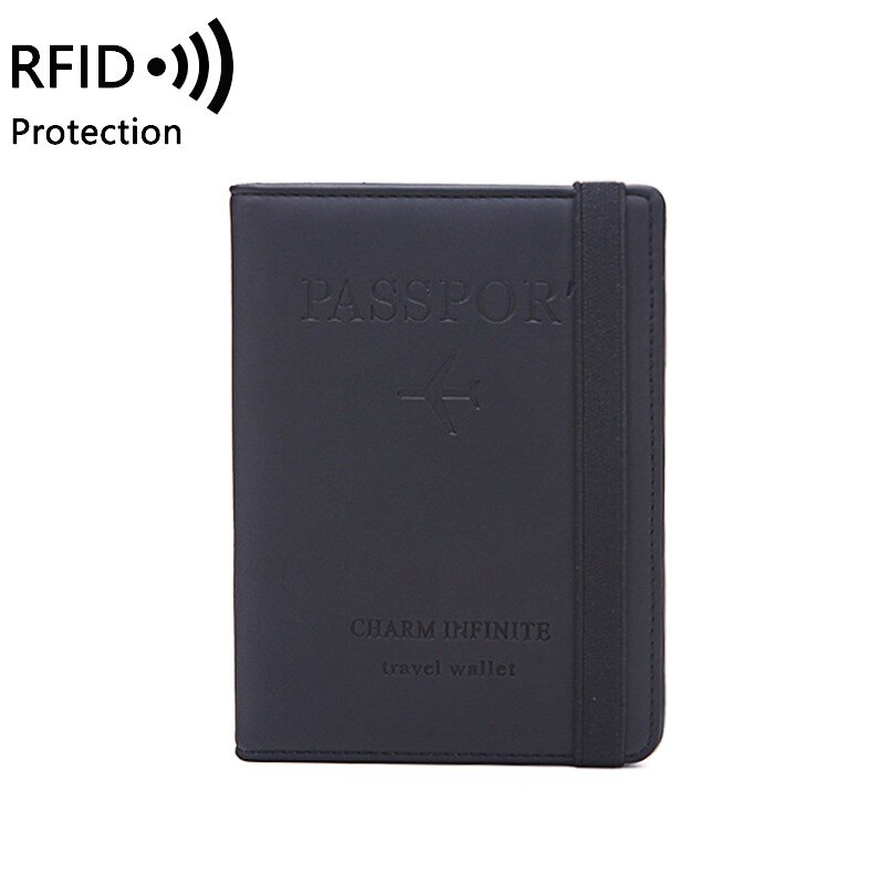 Rfid Vintage Zaken Passport Covers Holder Multifunctionele Id Bank Card Portefeuilles Vrouwen Mannen Credit Kaarthouder Case Reizen Portemonnee: Black