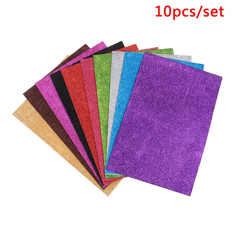 10Pcs aleatórias Diy Cartão A4 Folhas Glitter Única Face Ofício Brilho Papel Fixo Atacado