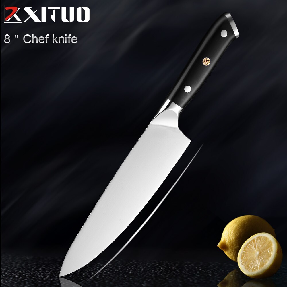 Xituo premium kjøkkenkniv sett høyytelses skarpt blad tysk stål kokkekniv verktøy santoku kniv hjemmelaget matlagingsverktøy: Kokkekniv