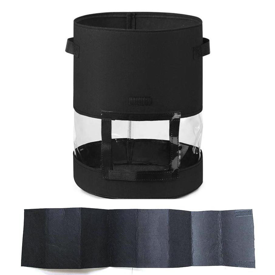 Garden Tools Potato Plant Grow Bags With Window Potato Pot greenhouse Vegetable Growing Bag Moisturizing jardin: Black Bags and cover / 10 Gallon