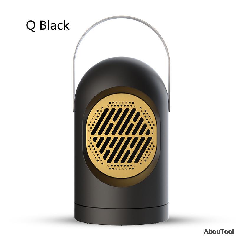 Chauffage électrique silencieux pour le bureau, Mini appareil de chauffage des pieds pour la maison et la chambre à coucher, accessoires chauds pour l&#39;hiver: Q Black / Default Plug