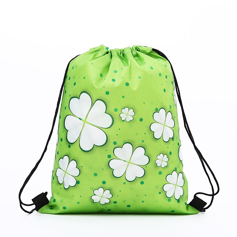 sports Drawstring Backpack,Saint Patrick's Day , storage bag printed polyester bundle pocket