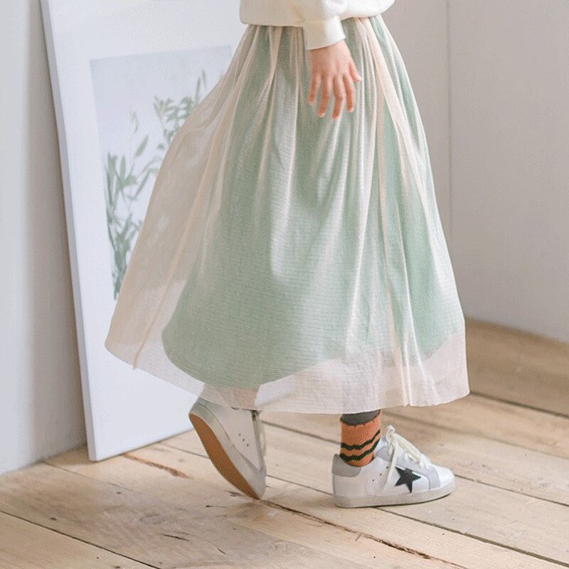 Faldas de princesa de malla para niños, ropa que combina con todo, de longitud media, 8, 12, 13 y 14 años: Verde / 140cm