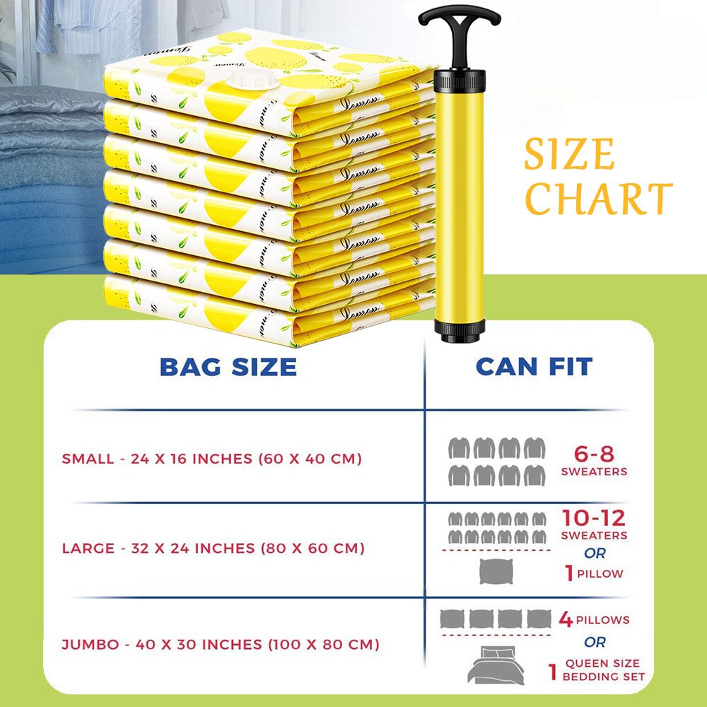 3/6Pcs Home Vacuum Storage Bags Foldable Compressed Air Organizer Bag for Clothes with Travel Bag Pump Space Saving Seal Packet