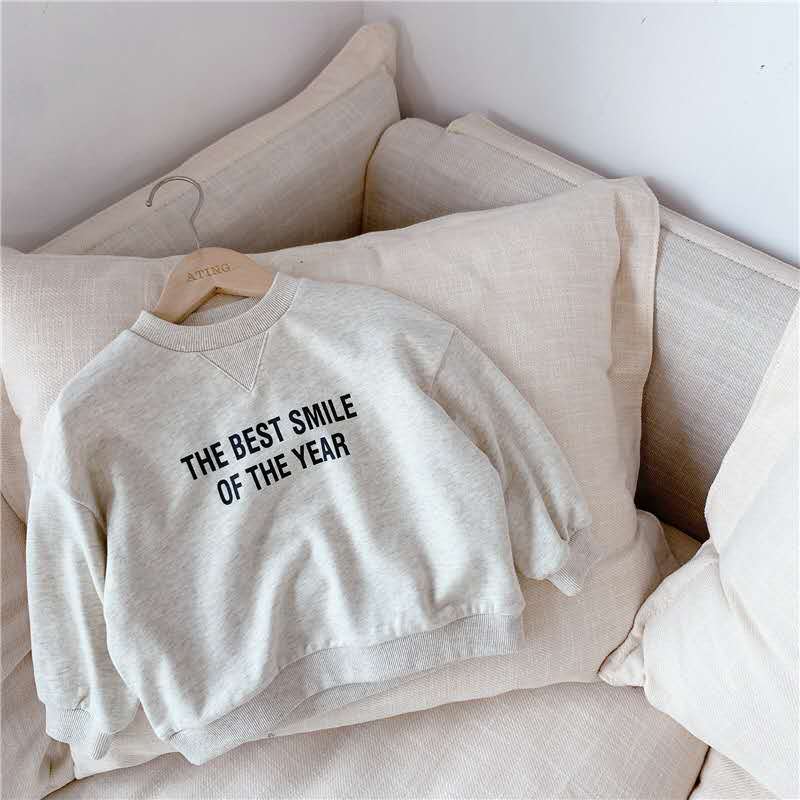 Pull manches longues pour enfants, produit, avec impression d'alphabet, version coréenne, automne,: Ivoire / 110cm