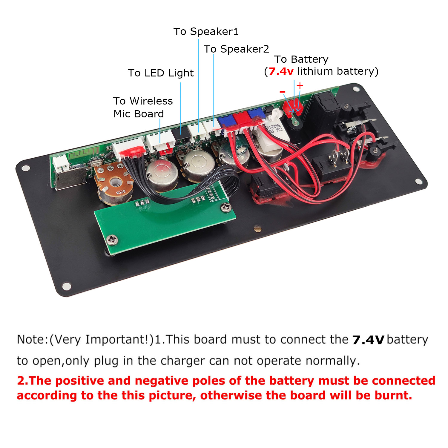 7.4V 12V Amplifier Board Square Dance 30W Speaker Amplifier Support Bluetooth AUX U-Disk 5-8Inch Speaker Home Theater DIY
