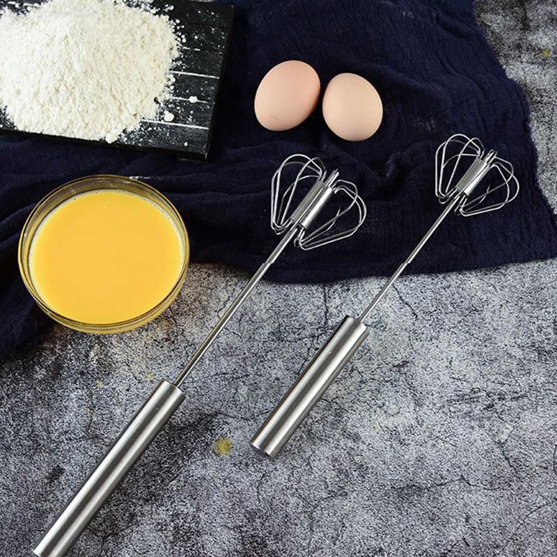 Semi-Automatic Egg Beater Stainless Steel Egg Whisk Manual Baking Mixer Self Turning Egg Stirrer Kitchen Accessories Egg Tools