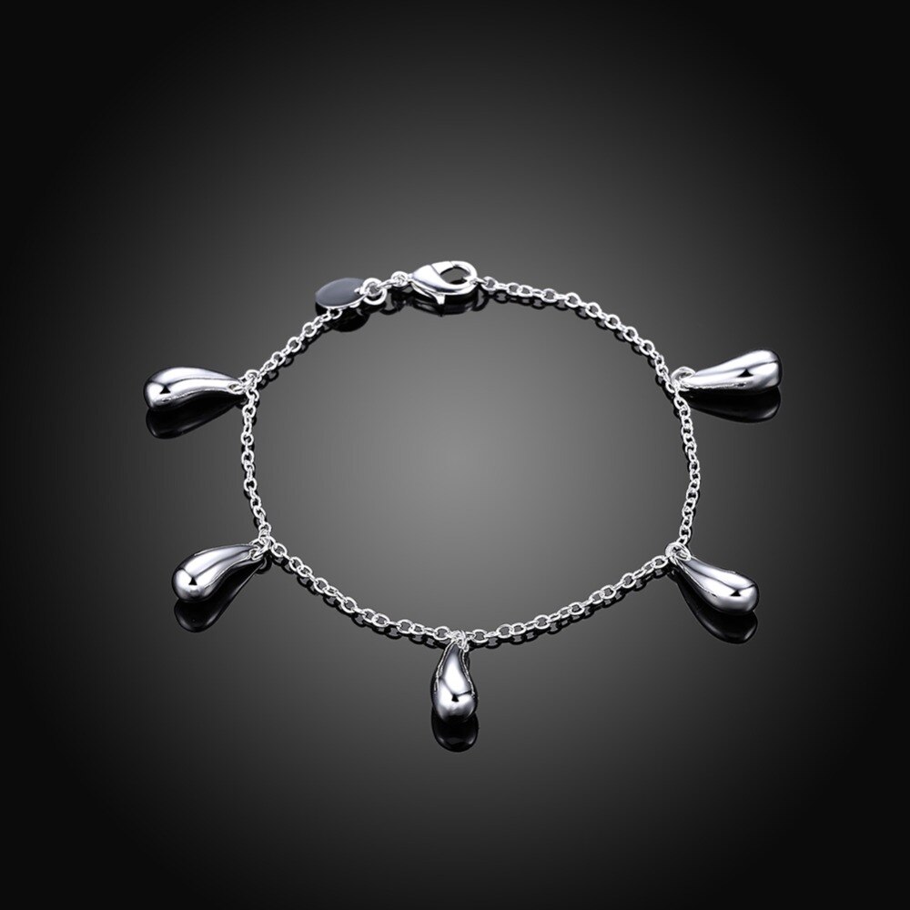 Pulseira 925 de prata esterlina, bracelete simples de gotas d&#39;água para mulheres, joias finas, presentes, venda imperdível