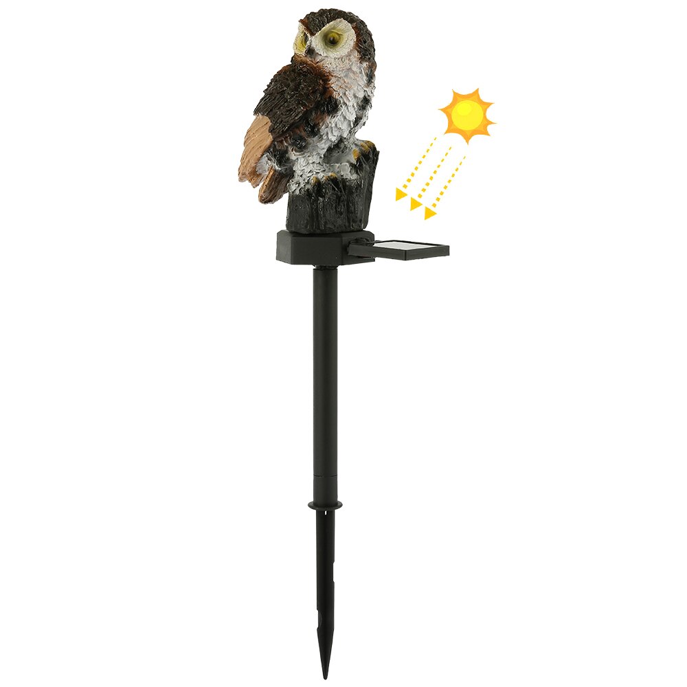 Owl Solar Powered Light with Solar LED Panel Waterproof Owl Shape Night Lights Outdoor Lawn solar lights for garden decoration: brown