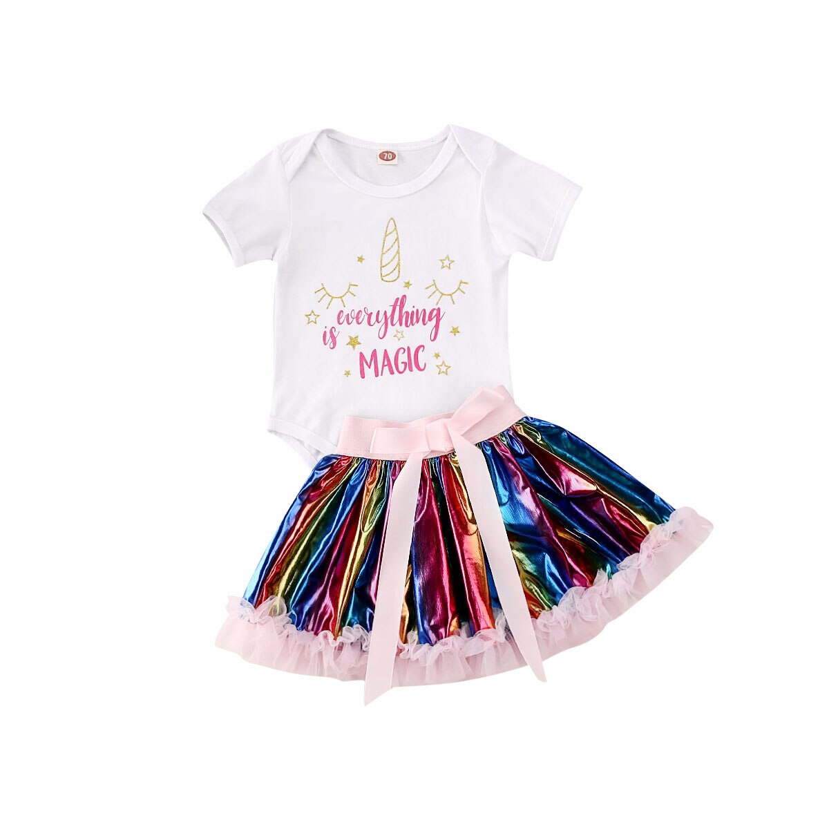 Ropa para niños transpirable bebé recién nacido letra impresa manga corta mameluco falda colorida conjunto bebé niñas mono falda tutú