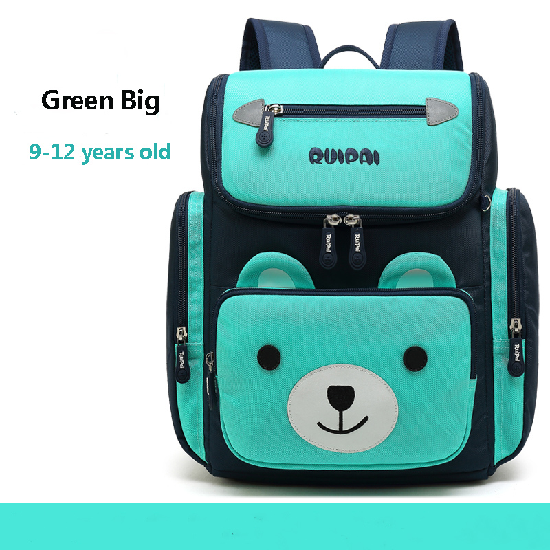 Edison enfants sacs d'école garçons filles sacs à dos scolaires orthopédiques enfants cartables sacs à dos imperméables école primaire sac à dos: Green Big