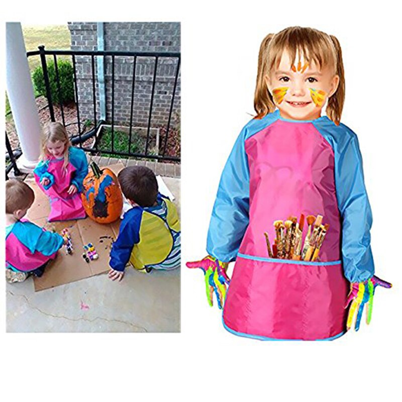 5-8 Years Waterproof Baby Girl Boy Long Sleeve Bibs Toddler Infant Burp Cloth Feeding Child Drawing And Painting Apron