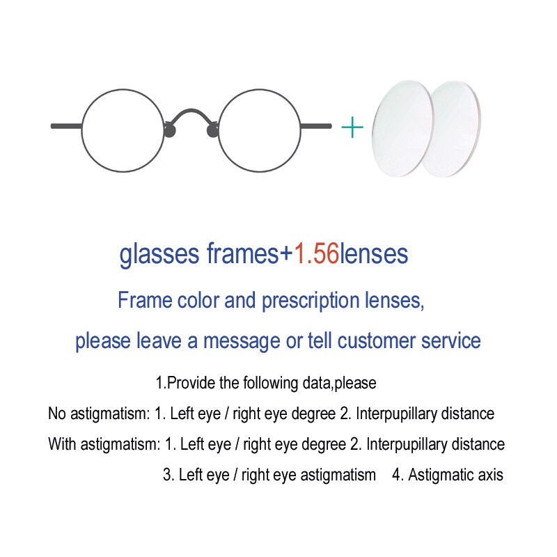 Vintage small round glasses frame Men and women retro myopia optical prescription Acetate glasses: 156lens