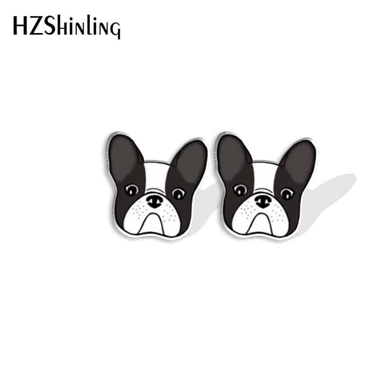 Pendientes con pasador de cabeza de Bulldog Francés para amantes de los perros, pendientes de resina acrílica, joyería hecha a mano epoxi, para amigos, novedad de 2023: Color oro puro