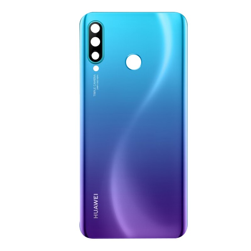 Original Back Housing Replacement for HUAWEI P30 Lite Back Cover Battery Glass Huawei Nova 4e with Camera Lens adhesive Sticker: 24MP Blue