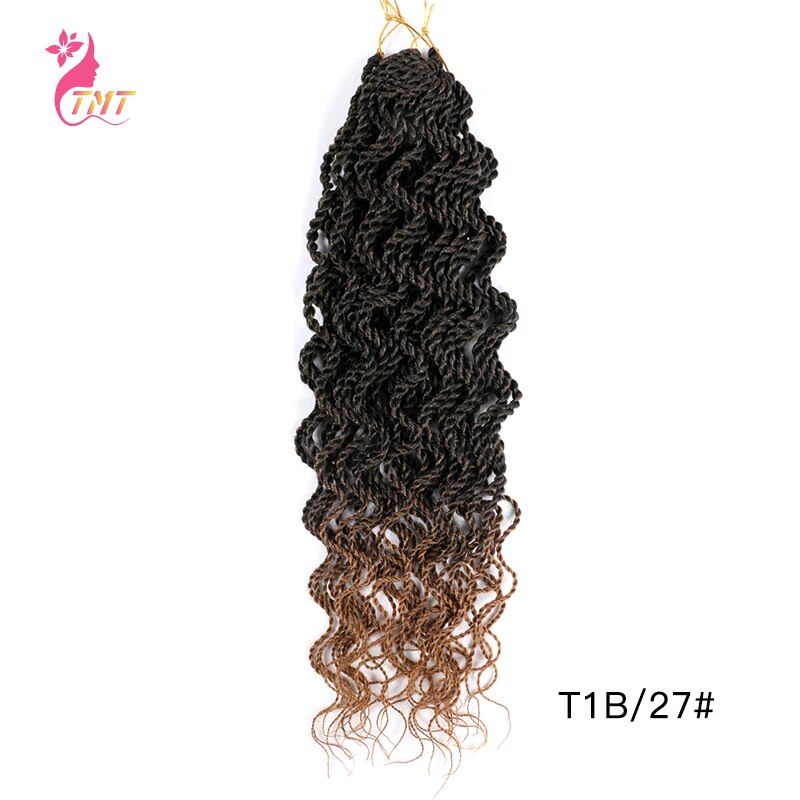 18 "pelo trenzado rizado senegalés Twist trenzas cabello ombré ondulado senegalés Twist pelo sintético del pelo de extensión de trenza de cabello 15 raíces: T1B-27
