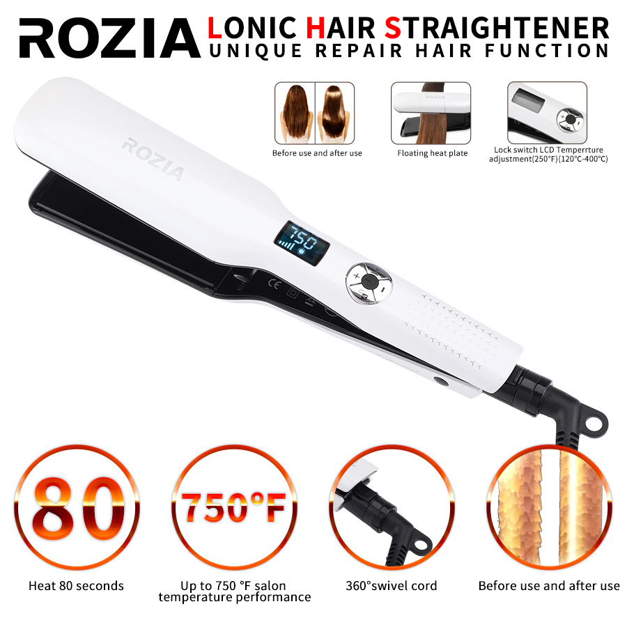 ROZIA Mais Haar Stil Turmalin Keramik Heizung Platte Haarglätter Styling Werkzeuge LED-anzeige Flache Eisen Salon Stil Werkzeuge