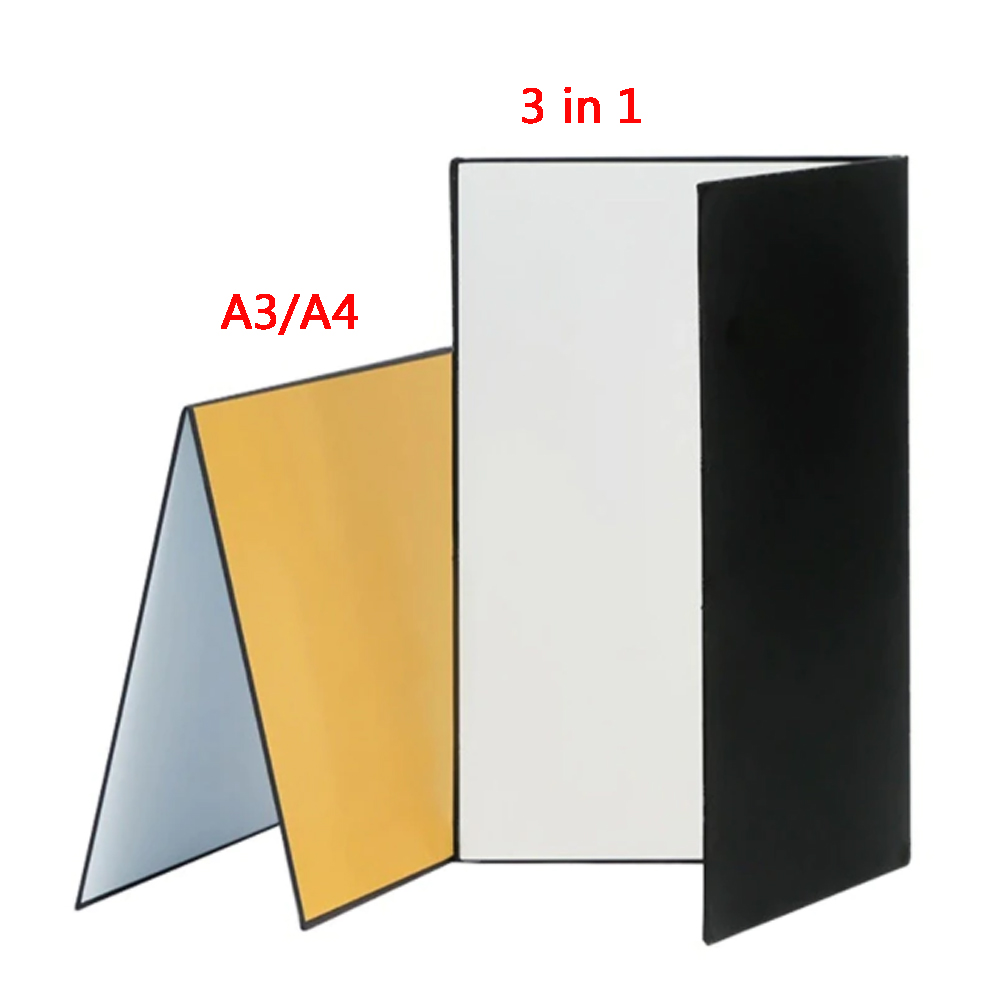 A3/A4 Reflector Photography Backdrops Collapsible Cardboard Photo Studio Props Fill Light White Black Gold Photozone Background