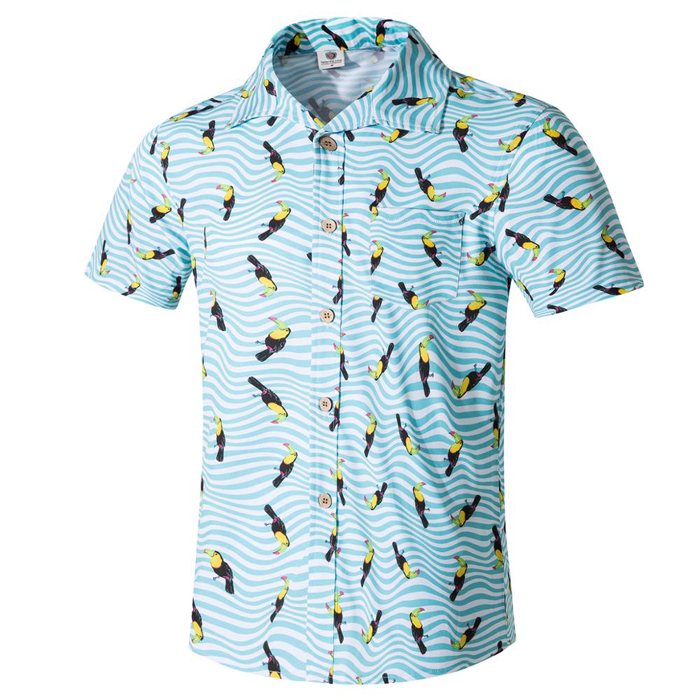 Mænd skjorte sommer mænds casual toppe knap hawaii print strand korte ærmer quick dry top bluse hawaii skjorte herre top