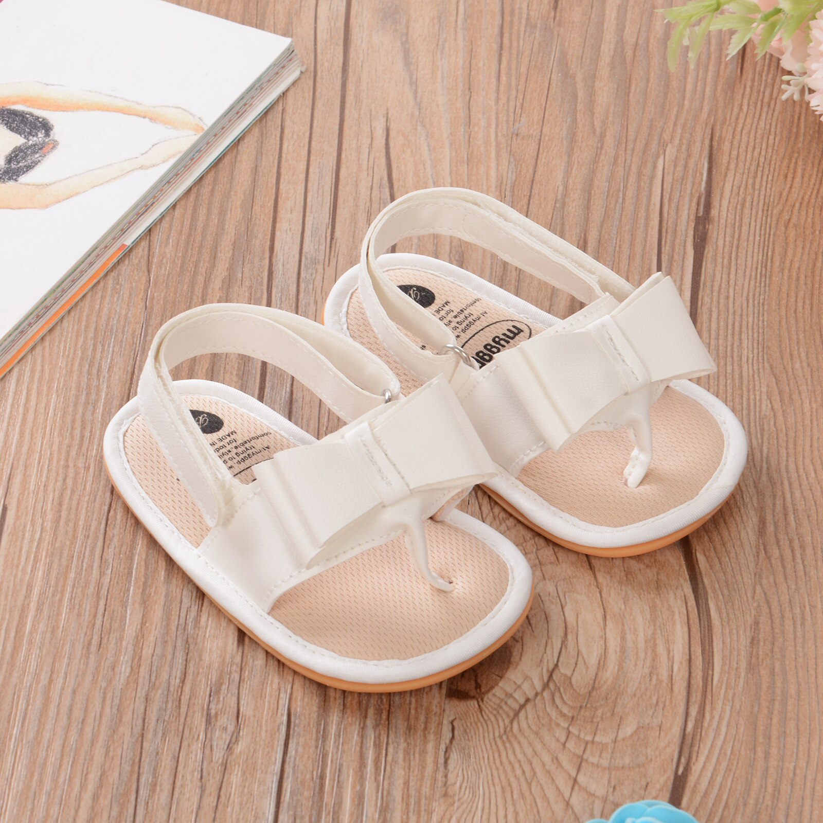 Sandalias planas con lazo para niñas pequeñas, chanclas con correa en T, de Color sólido, simples