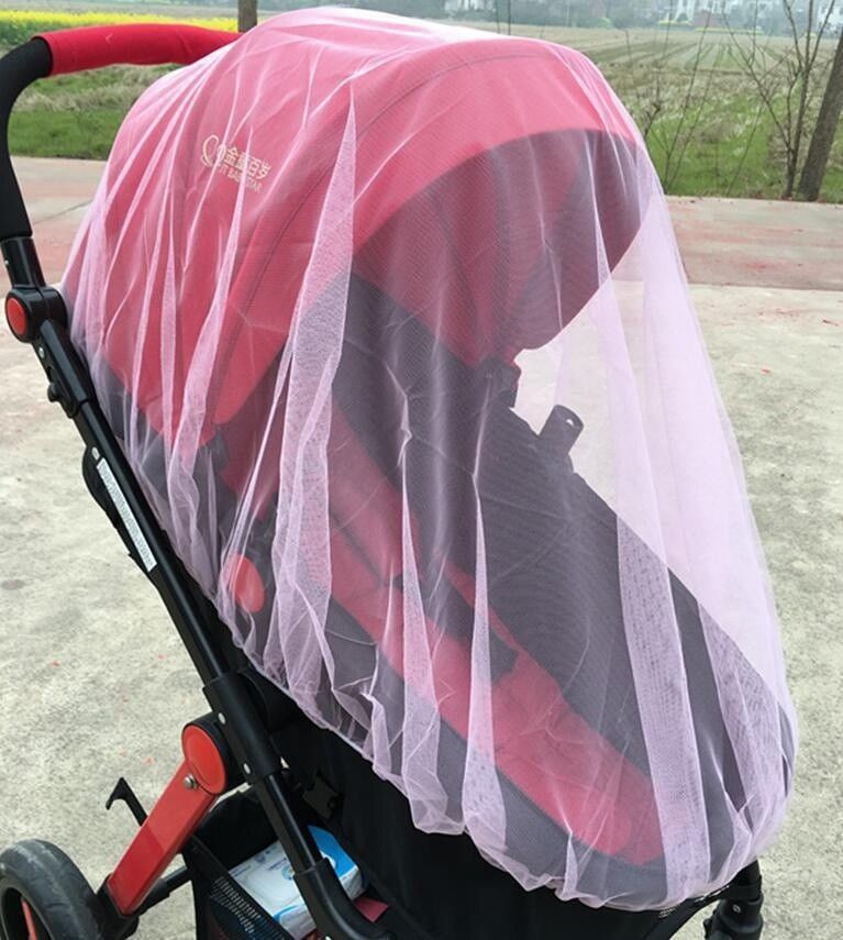 Bebê recém-nascido da criança infantil carrinho de bebê crip rede pushchair mosquito inseto rede de malha segura buggy branco: Rosa