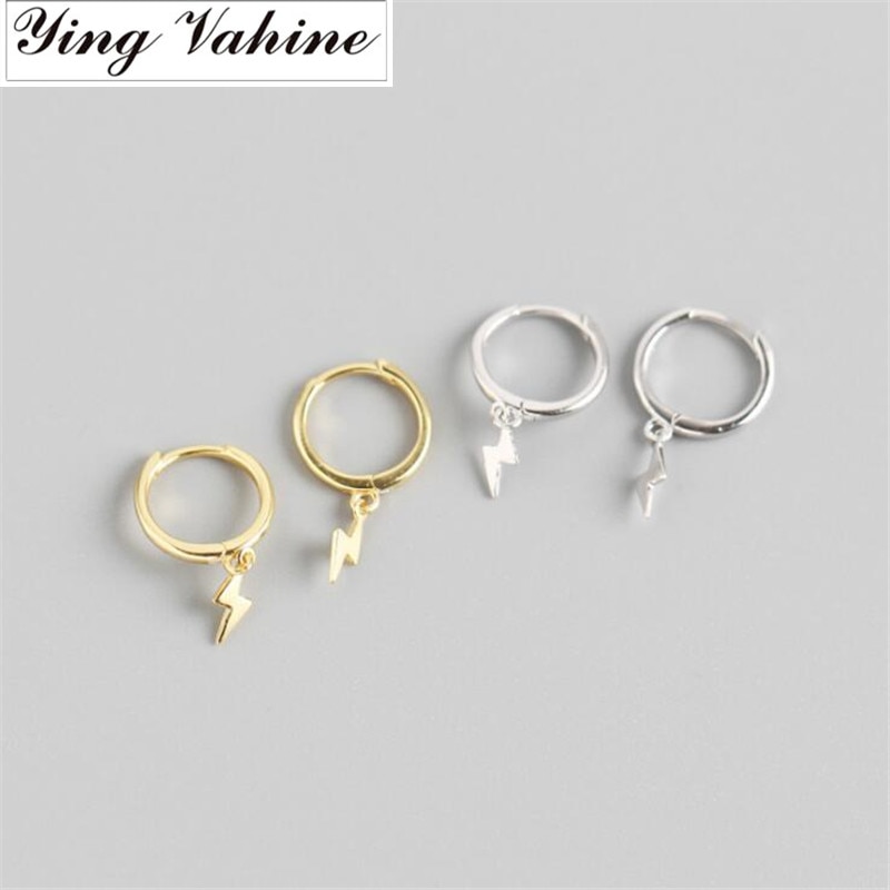 Mini pendientes colgantes de rayo para mujer, ying Vahine, 100% Plata de Ley 925