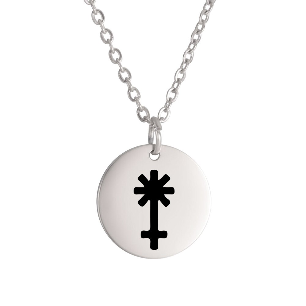 Dawapara Planeet Symbool Amulet Kleine Charme Ketting Jupiter Saturnus Pluto Neptunus Planetaire Alchemische Symbolen Roestvrij Staal: Oranje / Black Zinc Plated