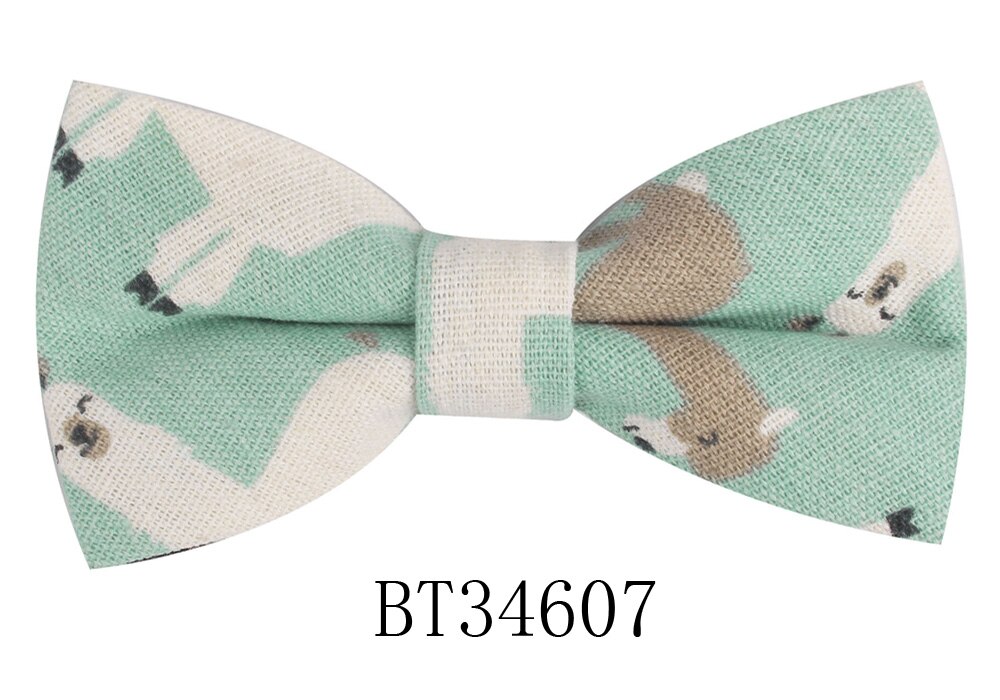 Pajarita Casual de lino y algodón para hombres y mujeres, pajarita con estampado de dibujos animados para adultos, pajaritas, pajaritas para boda: BT34607
